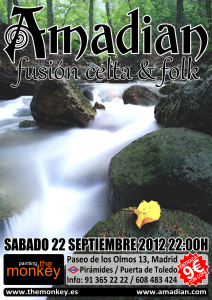 Póster de Amadian en Painting The Monkey, Madrid, sábado 22 de septembre de 2012 Póster de Amadian en Painting The Monkey, Madrid, sábado 22 de septembre de 2012